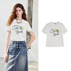 Floral Slogan Crewneck Tee