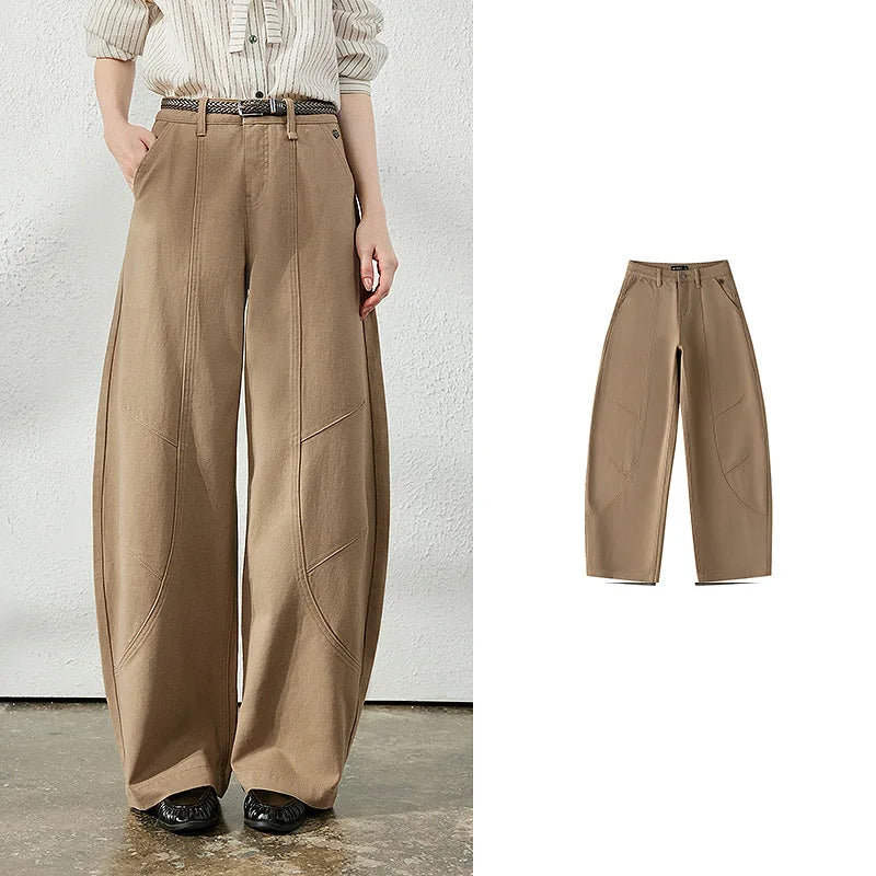 Curved-Seam Wide-Leg Pants