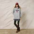 Half-Zip Plaid-Hem Sweatshirt Dress