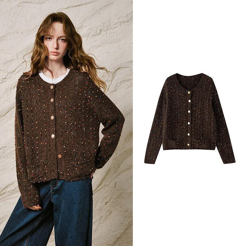 Speckled Relaxed Knit Cardigan