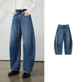 Curved-Seam Barrel-Leg Jeans