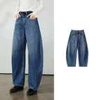 Curved-Seam Barrel-Leg Jeans