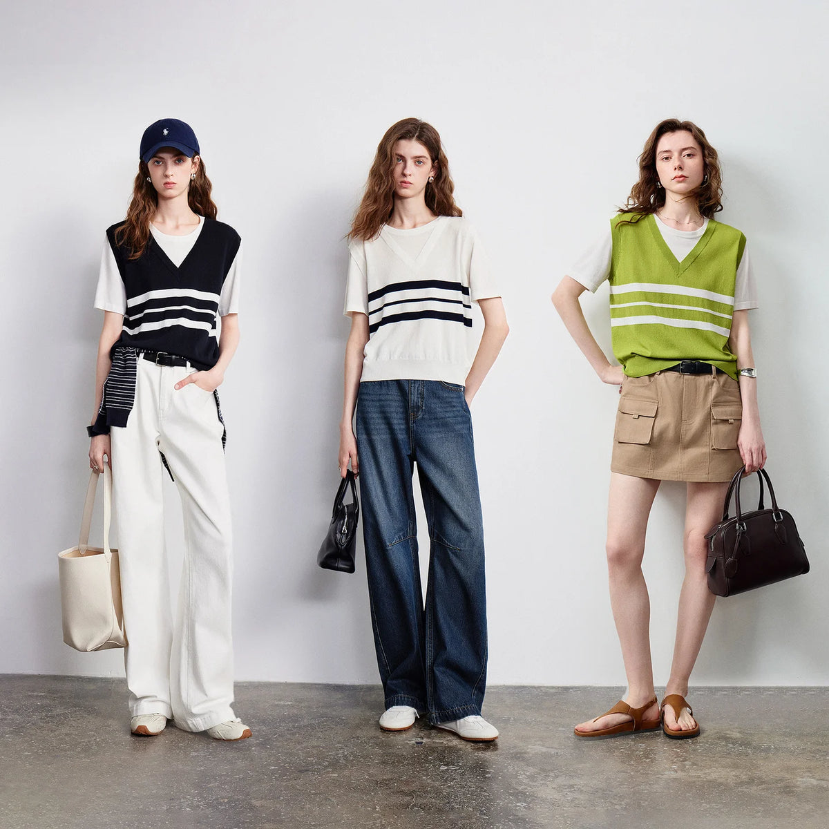 Layered-Look Striped Knit Tee