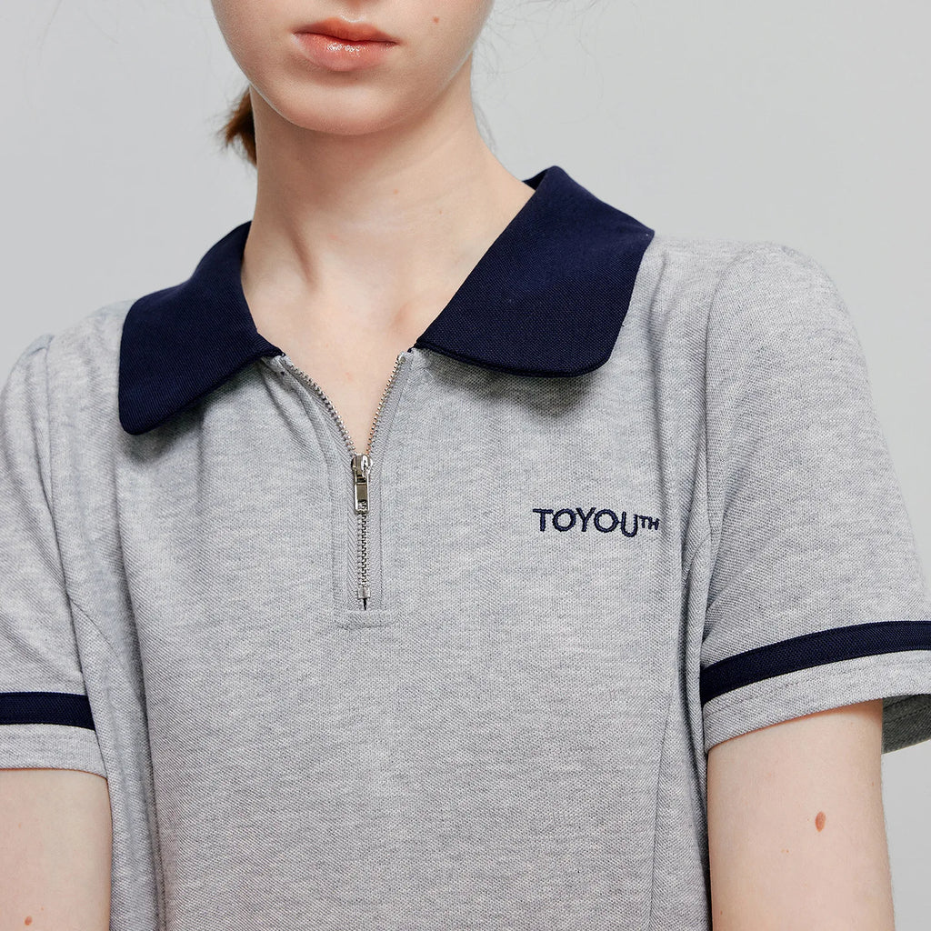 Tiered Short-Sleeve Midi Polo Dress