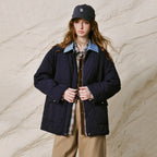 Denim-Collar Quilted Jacket