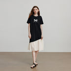 Bow Graphic Ruffle-Hem Dress