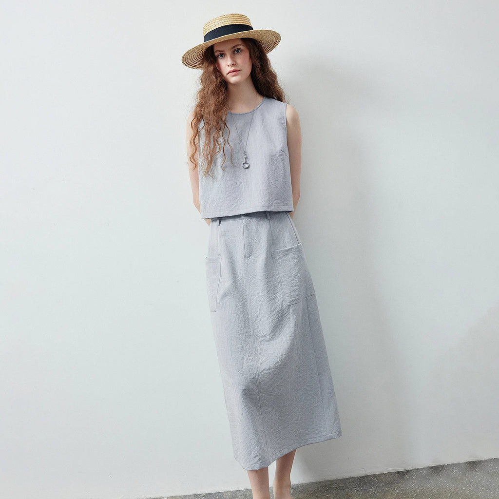 Sleeveless Top and Midi Skirt Set