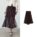 Floral Ruffle-Hem Midi Skirt