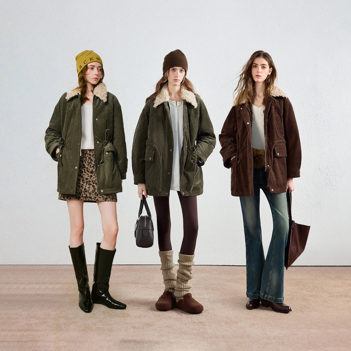 Shaggy-Collar Drawstring Jacket