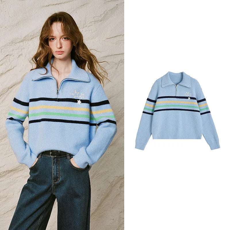 Striped Half-Zip Sweater