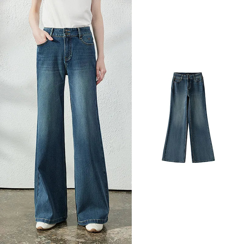 Flared Dark-Wash Jeans