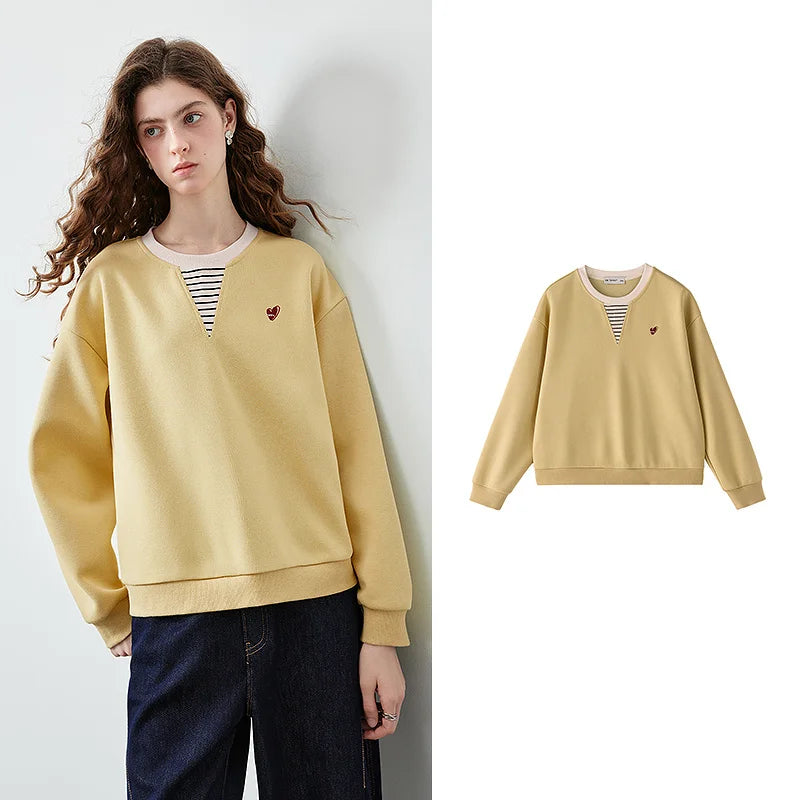 Layered-Look V-Neck Sweatshirt