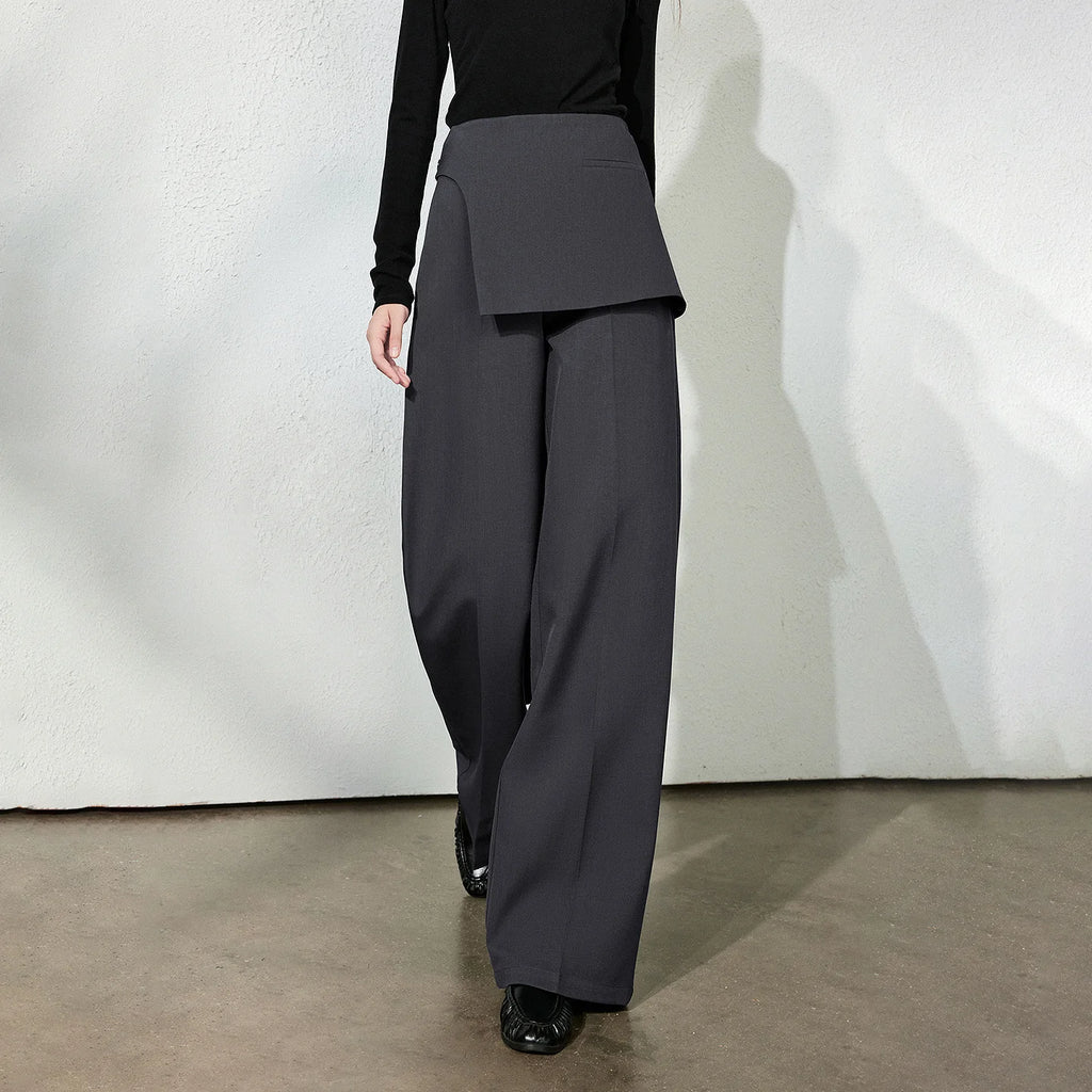 Flap-Detail Wide-Leg Pants