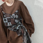 Layered-Look Wrap-Detail Sweatshirt