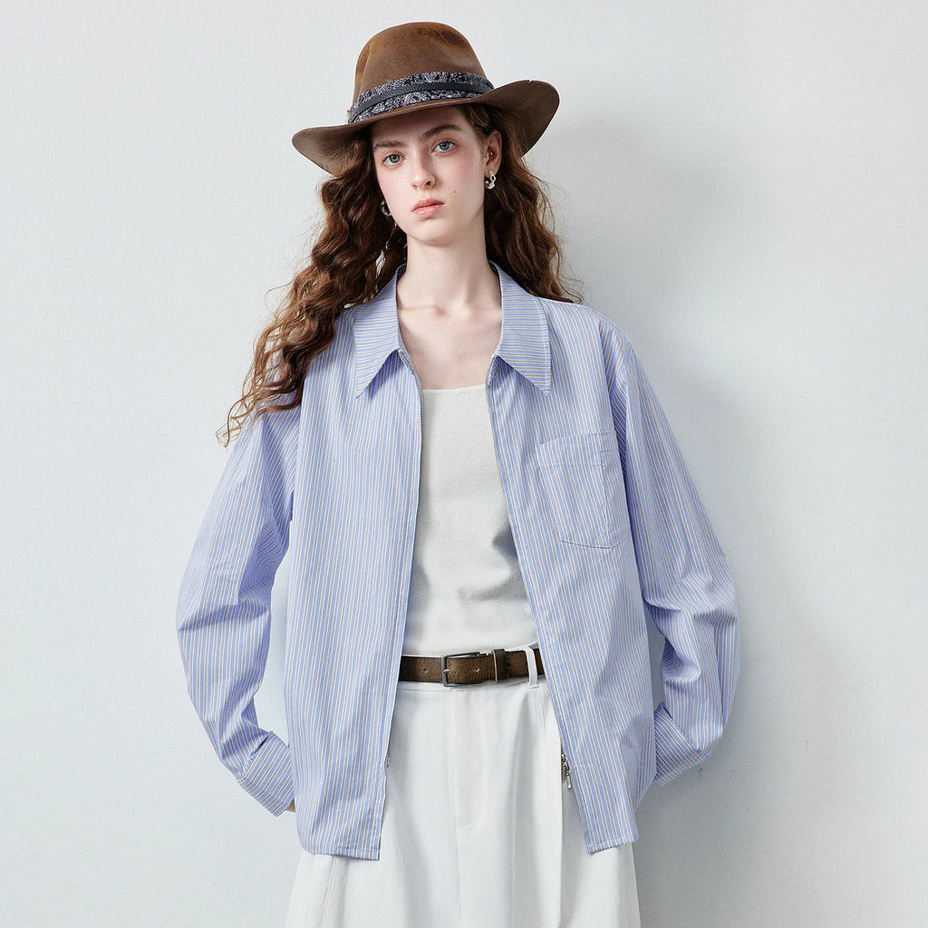 Striped Relaxed Button-Up Shirt
