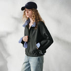 Contrast-Trim Zip-Up Jacket