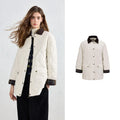 Diamond-Quilted Plaid-Trim Jacket
