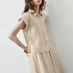 Collared Shirt and Midi Skirt Set