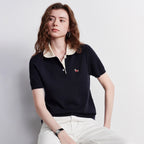 Contrast-Collar Motif-Detail Polo