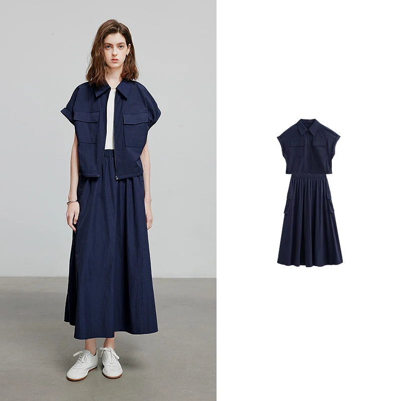 Pocket Shirt and Midi Skirt Set
