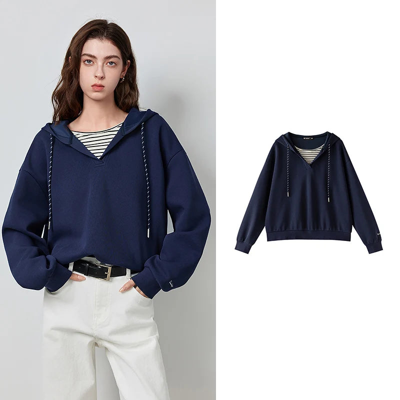 Layered-Look Hooded Sweatshirt