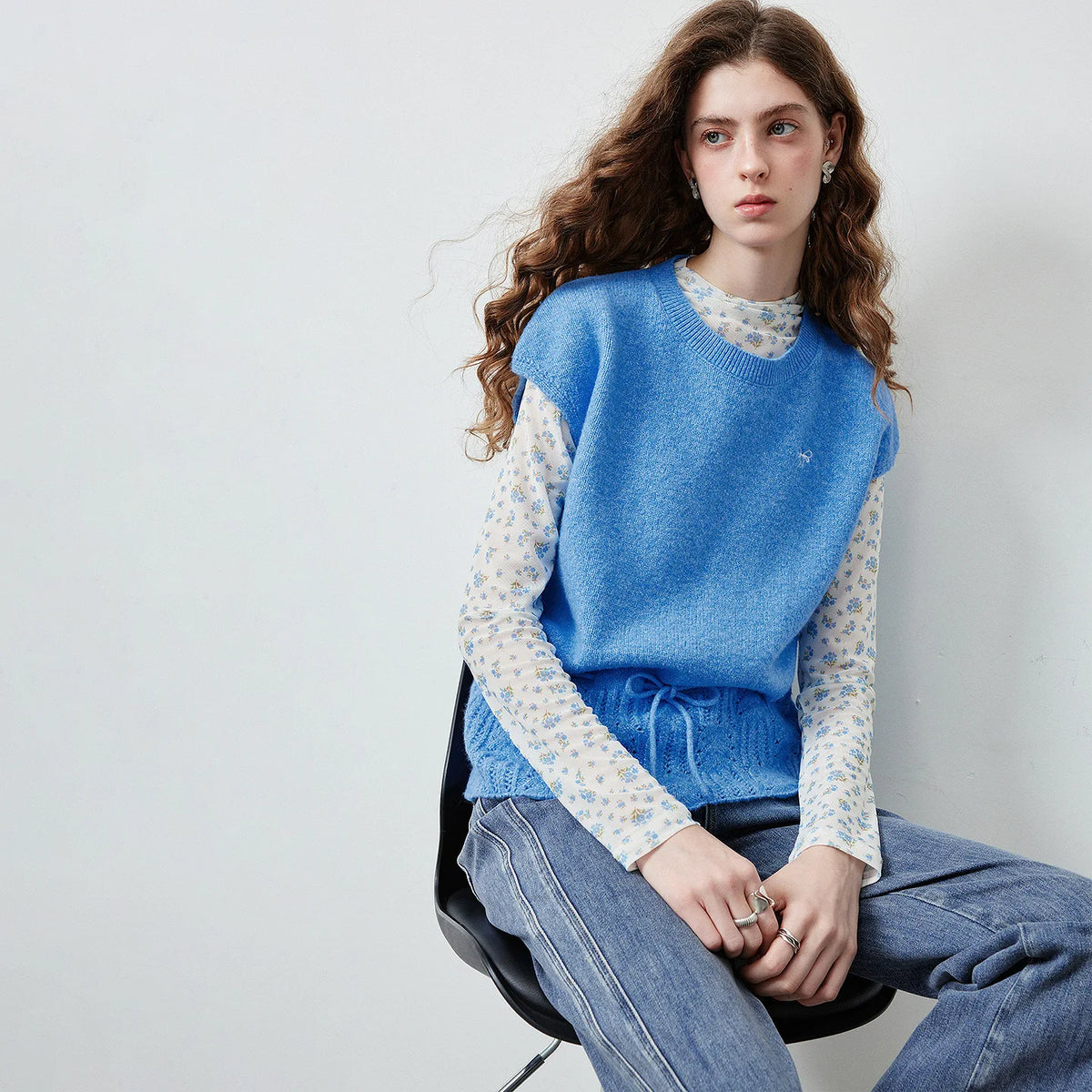 Floral Mock-Neck Long-Sleeve Top