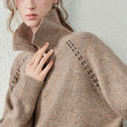 Toggle-Detail Collared Knit Top