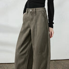 Curved-Seam Wide-Leg Pants