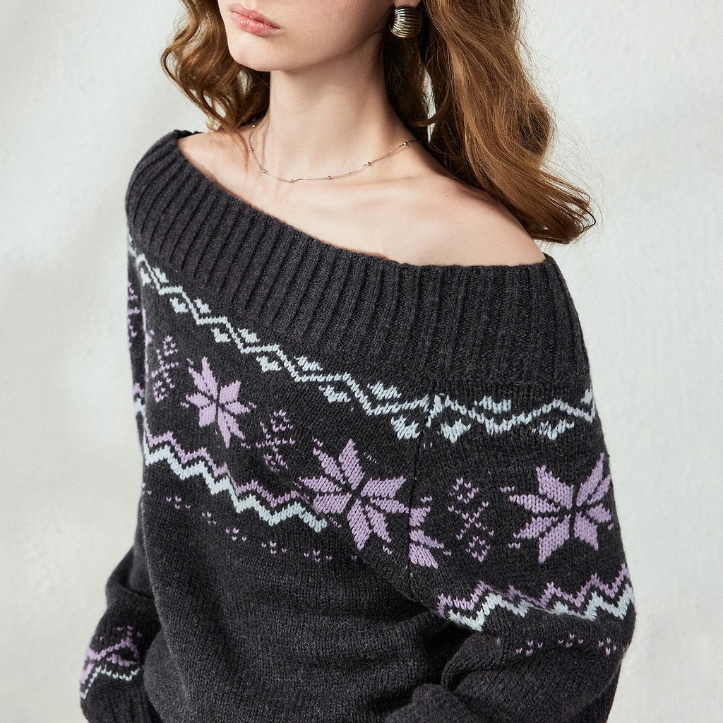 Fair Isle Off-Shoulder Knit Top