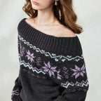 Fair Isle Off-Shoulder Knit Top