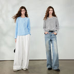 Textured Striped Long-Sleeve Top