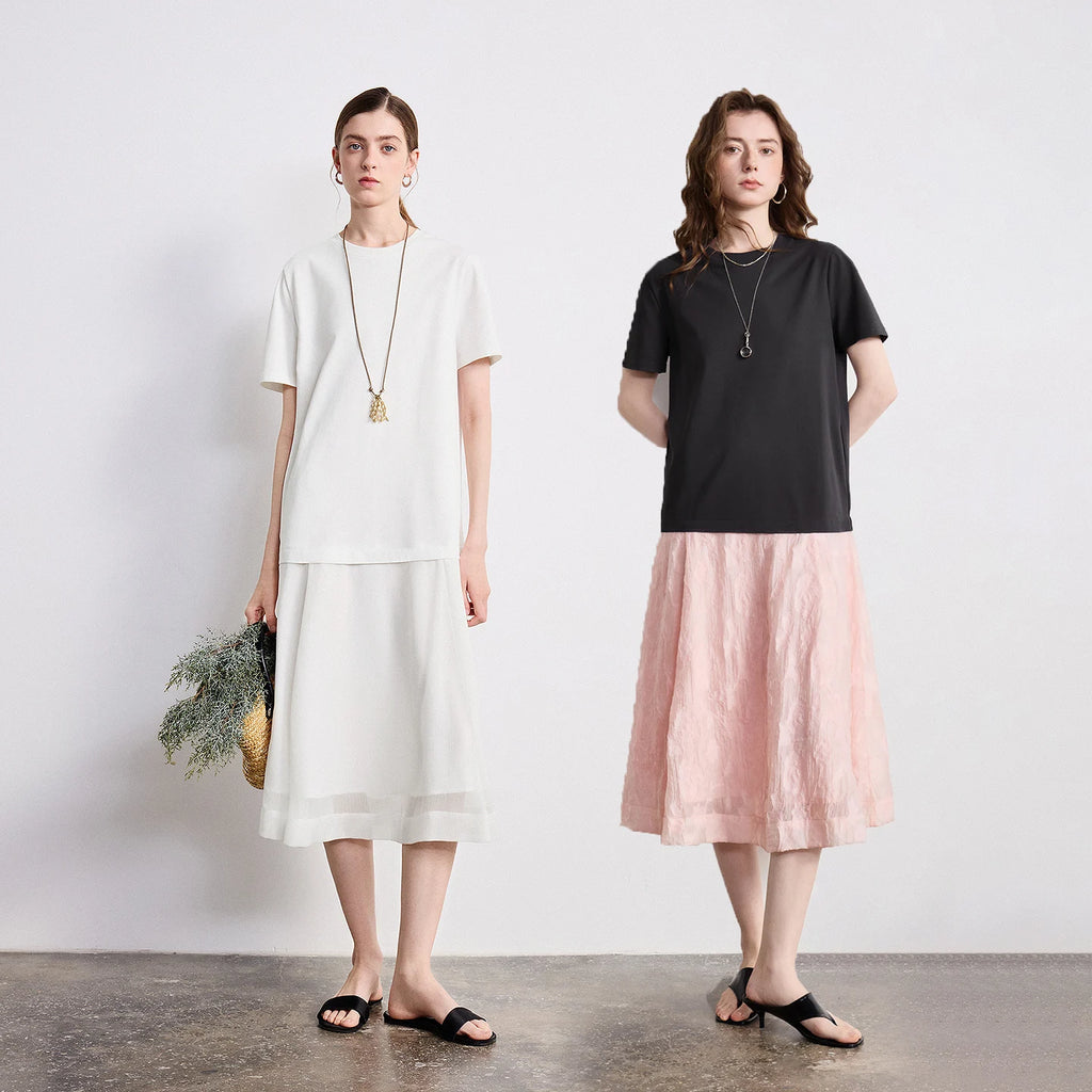 Short-Sleeve Colorblock Midi Dress