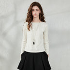 Textured Long-Sleeve Crewneck Top