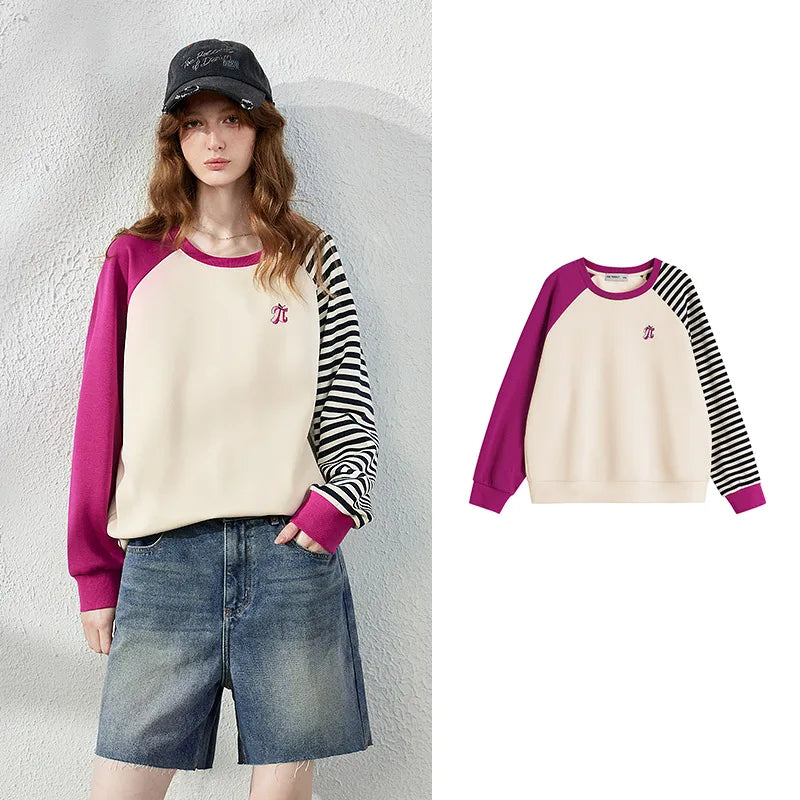 Asymmetric-Sleeve Patchwork Sweatshirt