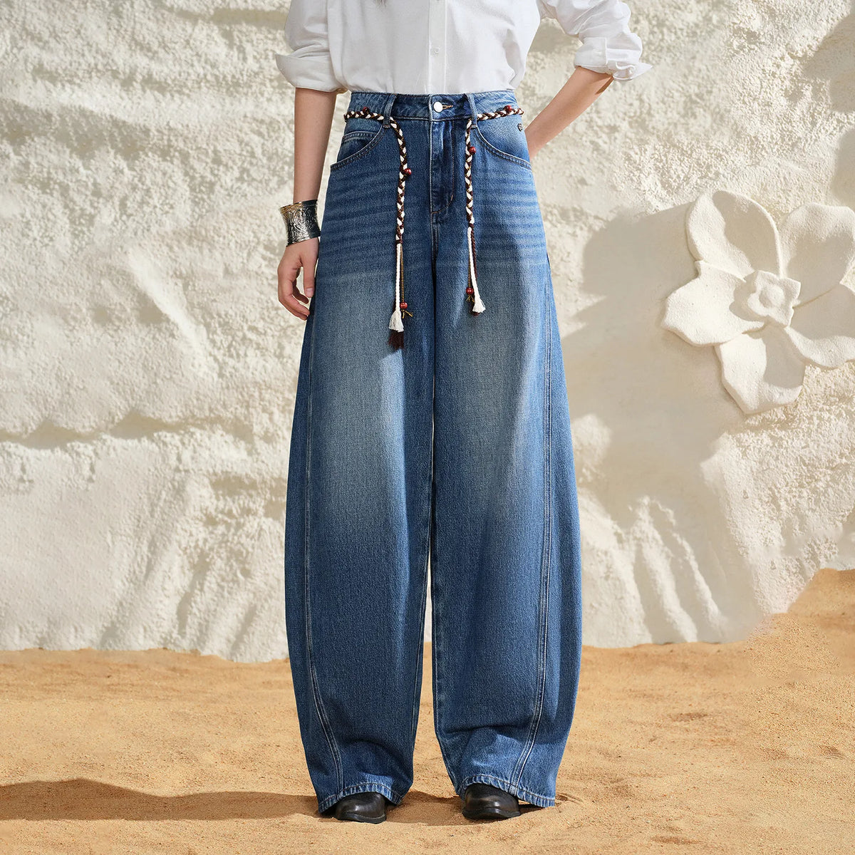 Curved-Leg Jeans