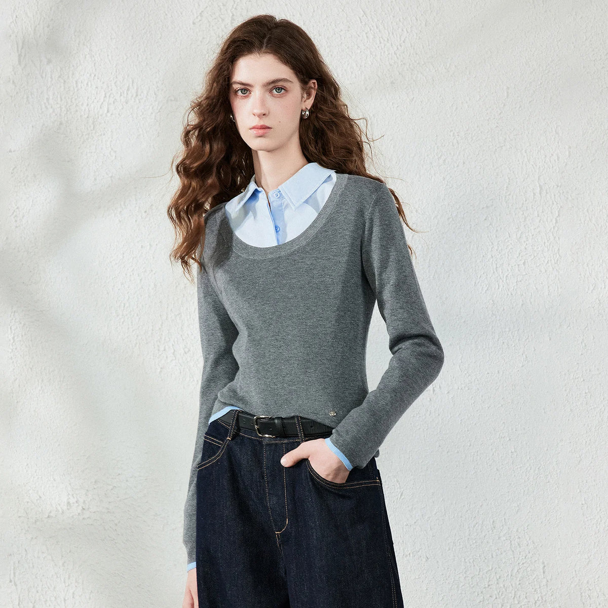 Seam-Detail Button-Front Shirt