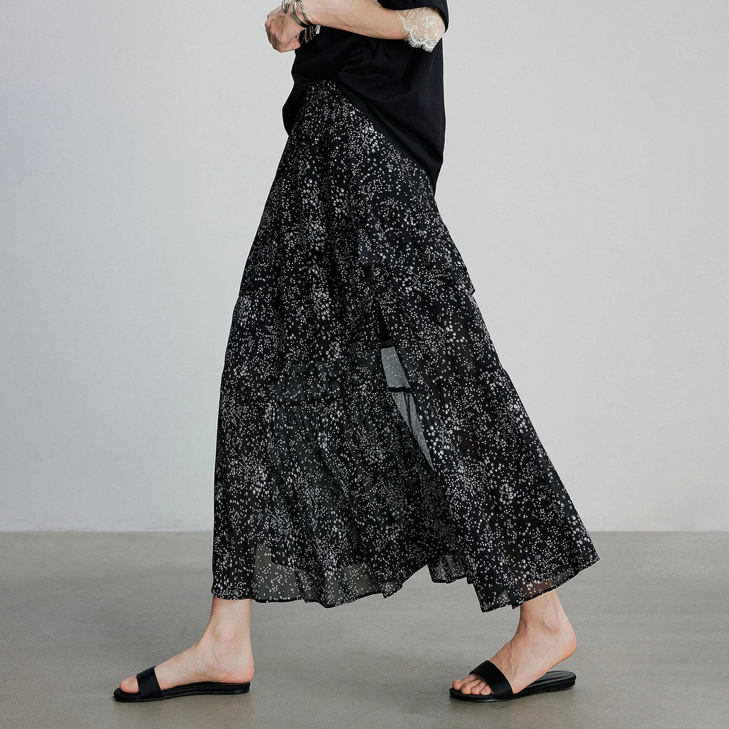 Floral Asymmetric-Hem Skirt