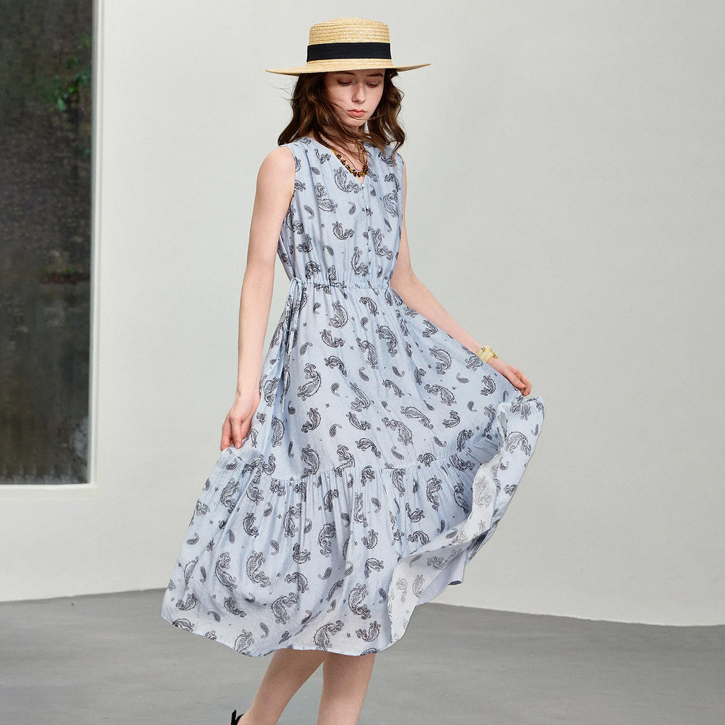 Paisley Sleeveless Midi Dress