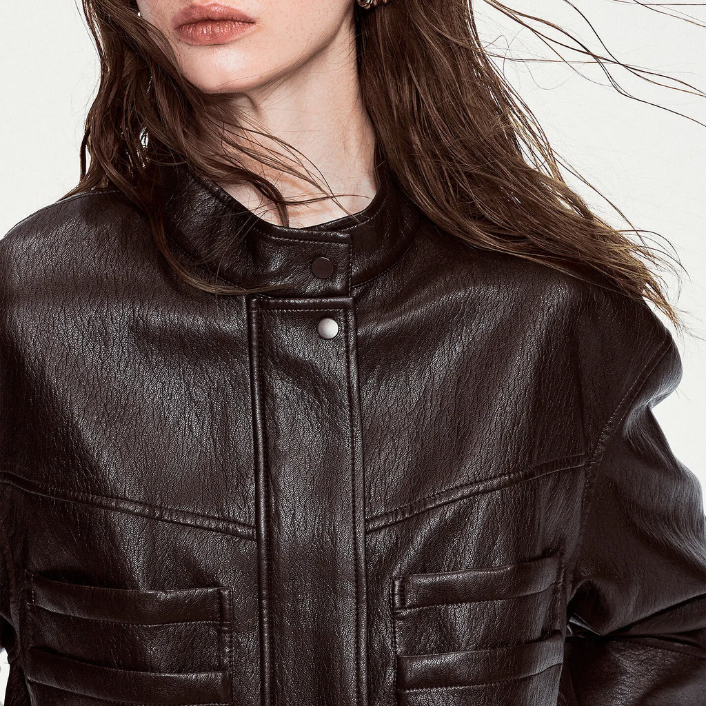 Stand-Collar Button-Front Jacket