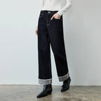 Cuffed Straight-Leg Jeans
