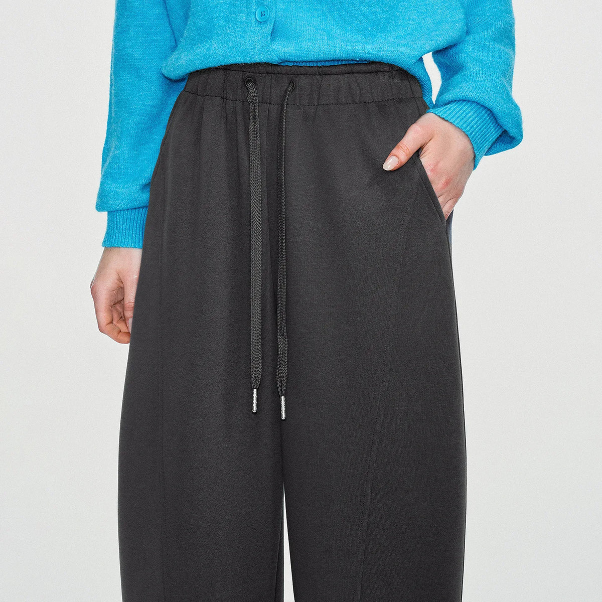 Curved-Seam Wide-Leg Sweatpants
