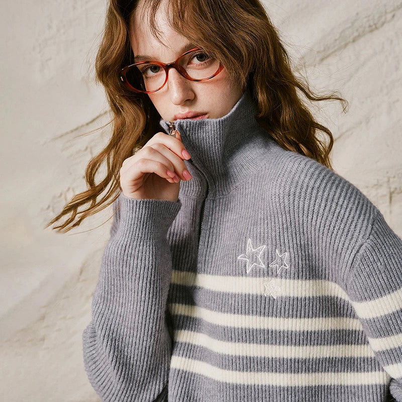 Striped Half-Zip Sweater