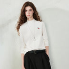 Dog-Detail Mock-Neck Long-Sleeve Tee
