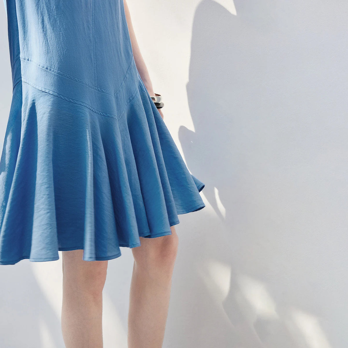 V-Neck Ruffle-Hem Sleeveless Dress