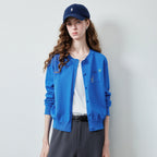 Decorative-Motif Crewneck Knit Cardigan