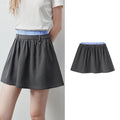 Layered-Waistband Flared Mini Skirt