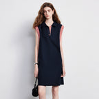 Ruffle-Trim Sleeveless Polo Dress
