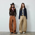 Cargo-Pocket Curved-Leg Pants
