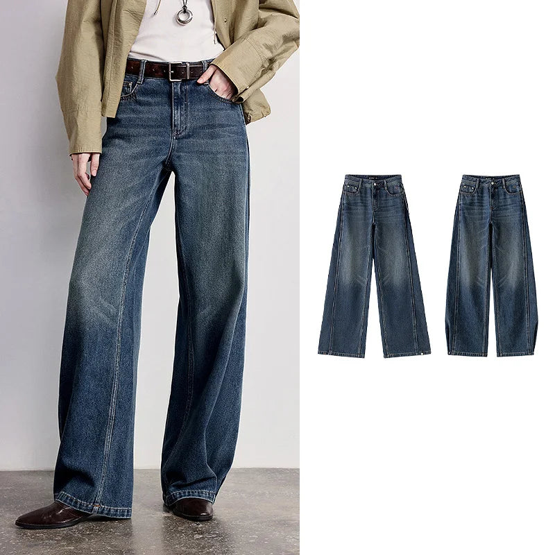 Seamed Wide-Leg Jeans
