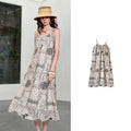 Patchwork-Print Sleeveless Midi Dress